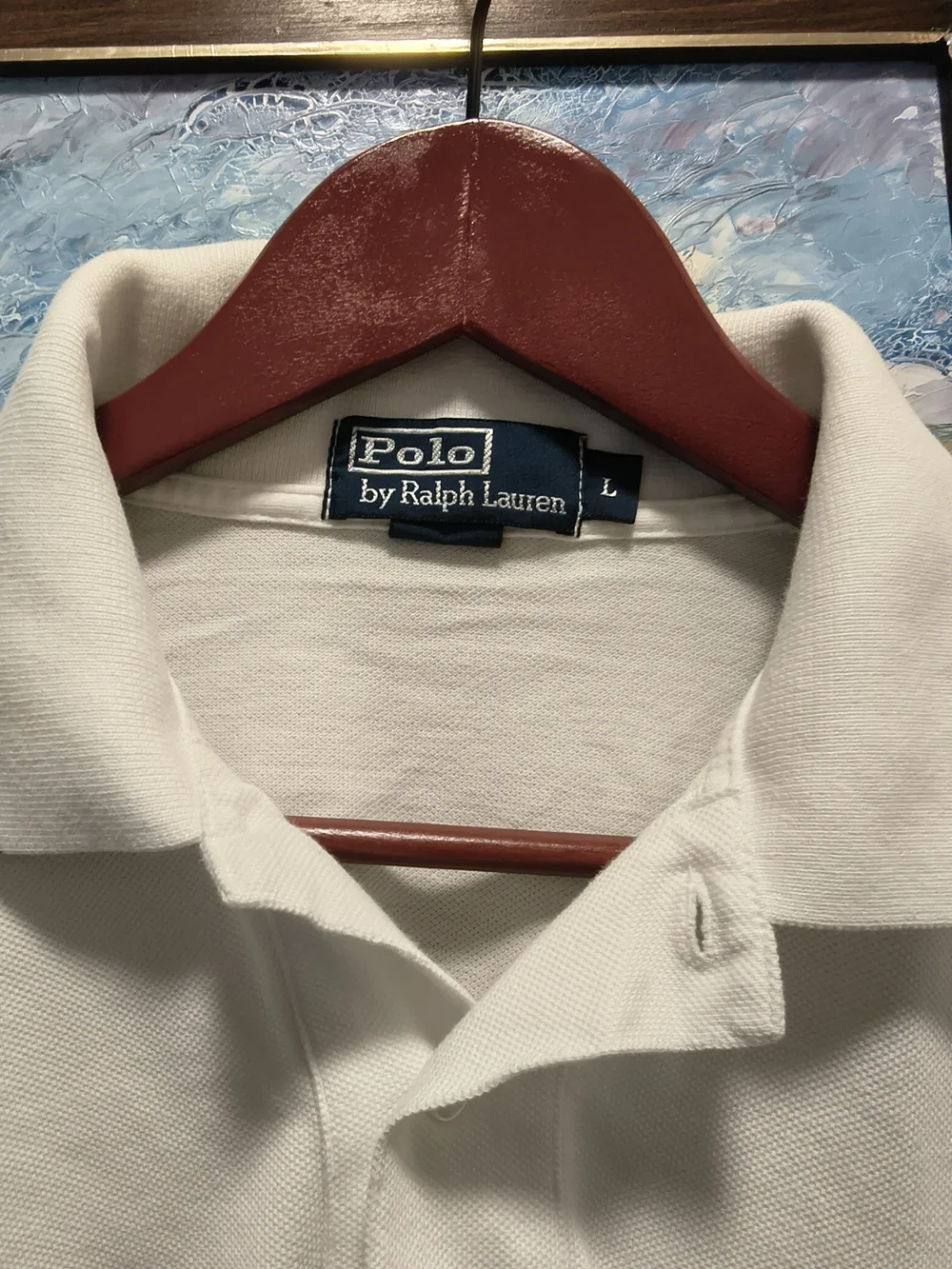 Ralph Lauren White Polo with Navy Trim and Pocket Logo